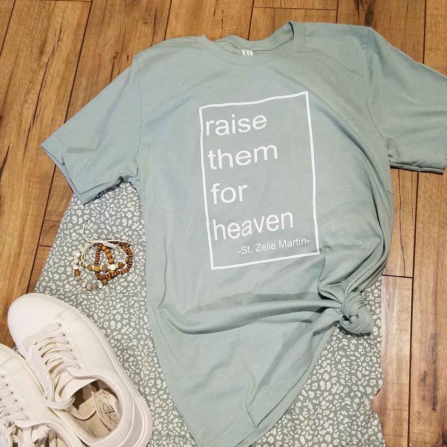 SALE!!!!!-"Raise them for Heaven" T shirt Dusty Blue