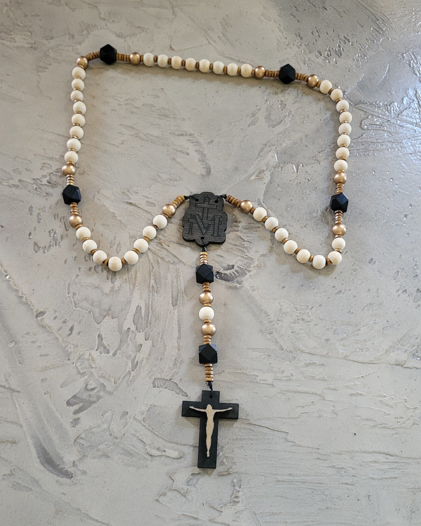 Wood Bead Wall Rosary