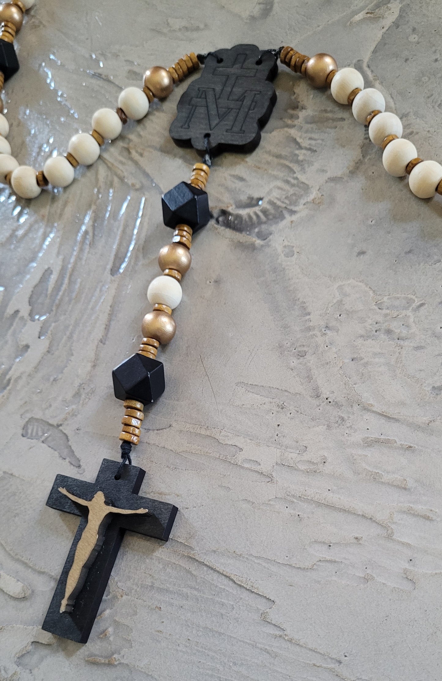 Wood Bead Wall Rosary