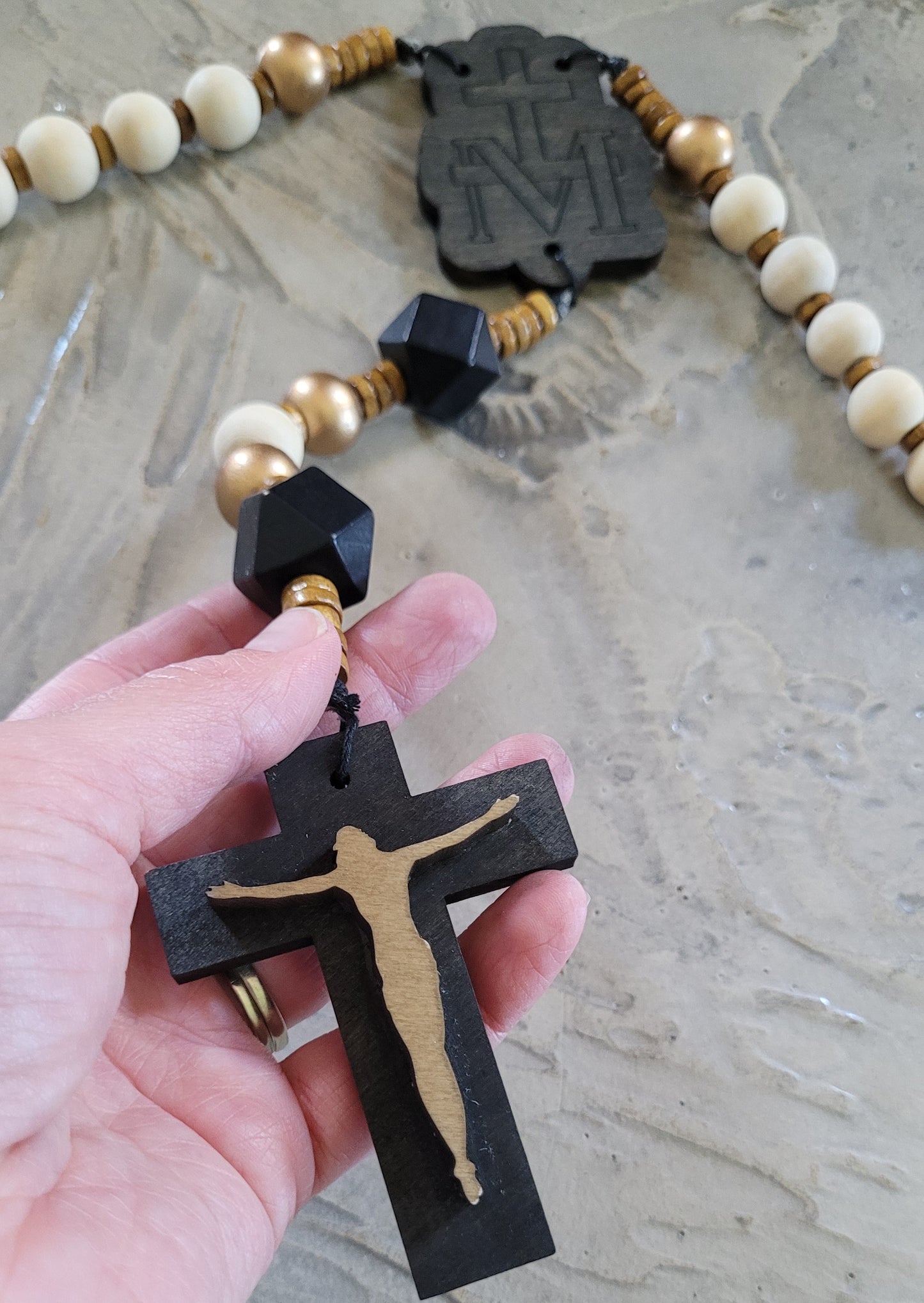 Wood Bead Wall Rosary