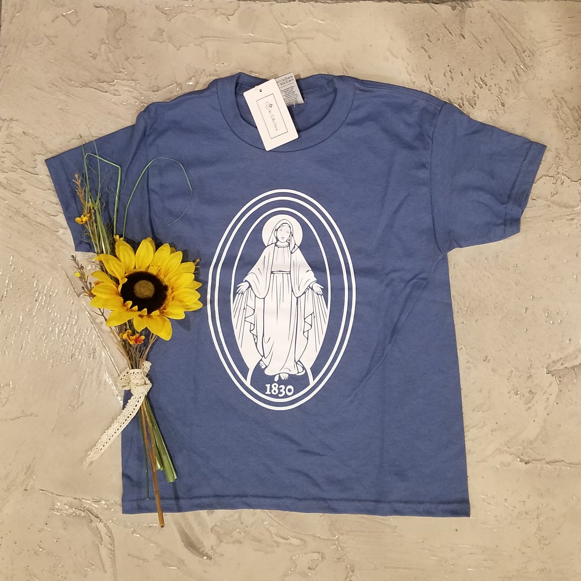 Miraculous Medal T-Shirt Catholic Virgin Mary Sacred Heart Art Board Print  by cat poe